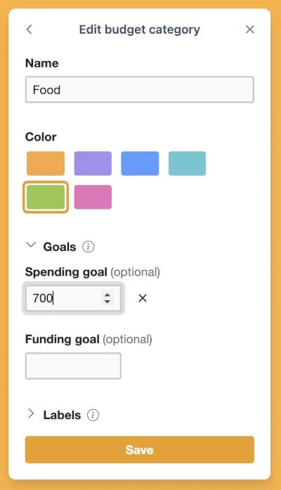 Adding budget spending goal in Trello