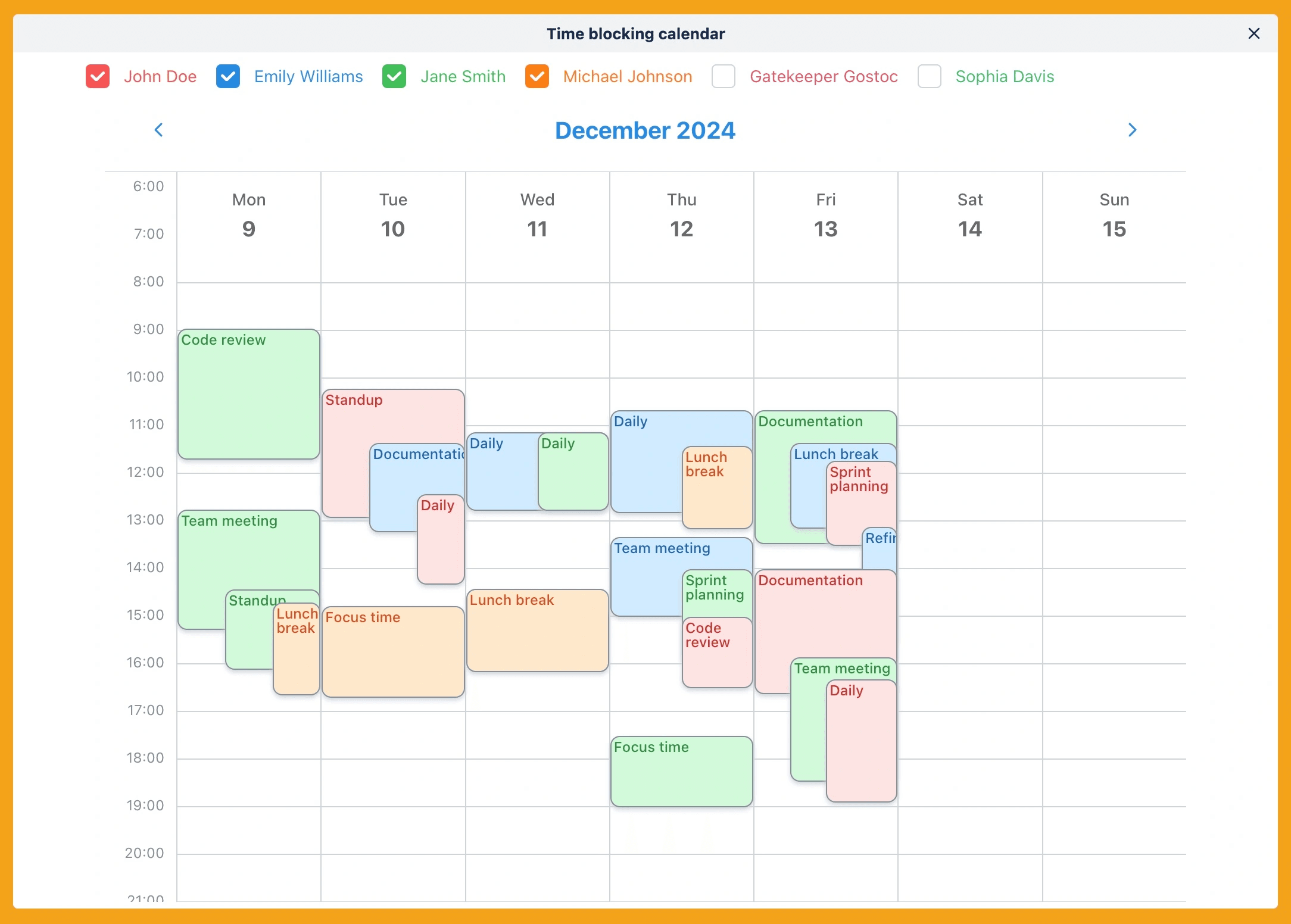 Trello time slot calendar view