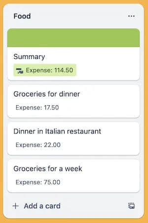 Viewing budget expenses in Trello