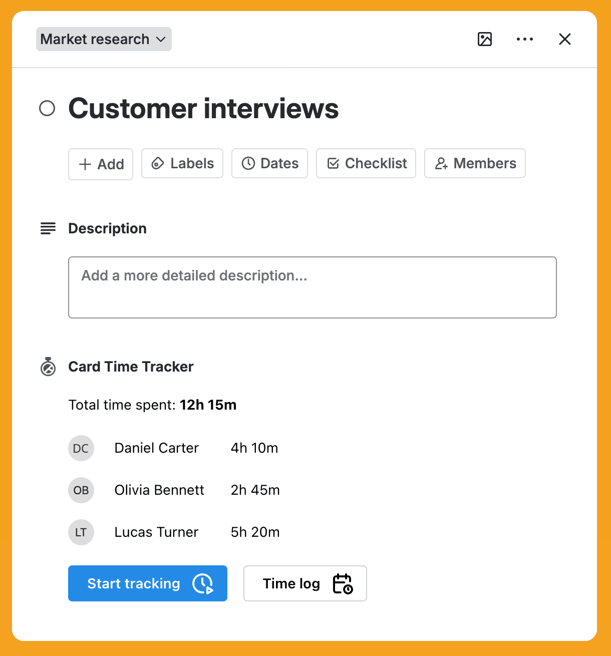 "Members tracked time on the card back"